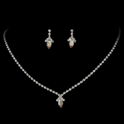 Beautiful AB Crystal Bridal Wedding Jewelry Set NE 342