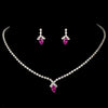 Beautiful Fuchsia Crystal Bridal Wedding Jewelry Set NE 342