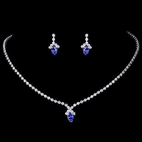 Beautiful Navy Crystal Bridal Wedding Jewelry Set NE 342