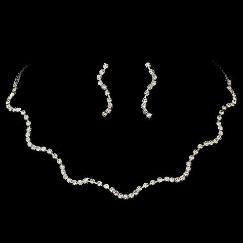 Bridal Wedding Necklace Earring Set 347 Silver Clear