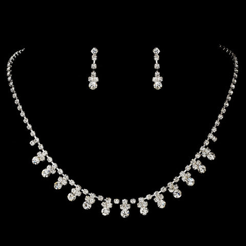 * Color Accented Bridal Wedding Necklace & Earring Bridal Wedding Jewelry Set NE 358