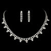 Silver & Clear Rhinestone Bridal Wedding Necklace & Earring Set NE 362