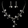 Beautiful Floral Silver Bridal Wedding Jewelry Set NE 363