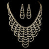 Statement Bridal Wedding Necklace Earring Set 366 Gold Clear