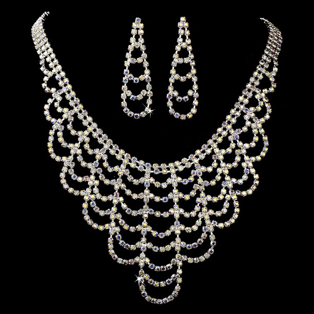 * Statement Bridal Wedding Necklace Earring Set 366 AB