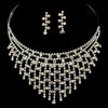 * Exquisite Silver AB Rhinestone Statement Bridal Wedding Necklace & Earring Set NE 379