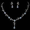 * Charming Silver Blue Rhinestone Bridal Wedding Necklace & Earring Set 383