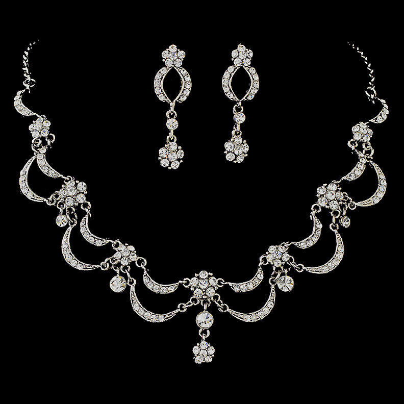 * Victorian Rhinestone Bridal Wedding Jewelry Set 411