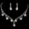 Silver Clear Rhinestone and Drop Bridal Wedding Jewelry Set 47012