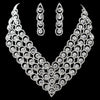 Silver Clear Round Rhinestone Statement Bridal Wedding Jewelry Set 47497