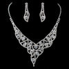 Silver Clear Rhinestone Statement Bridal Wedding Jewelry Set 47501