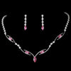 Silver Pink Bridal Wedding Necklace Earring Set 5104