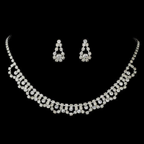 Bridal Wedding Necklace 2606 Earring 5195 Silver Clear