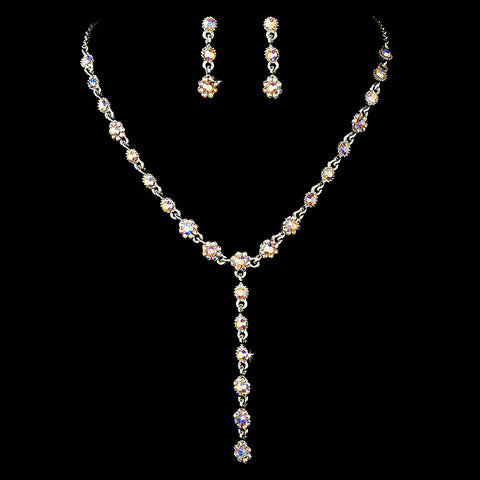 Bridal Wedding Necklace Earring Set 5790 Silver AB