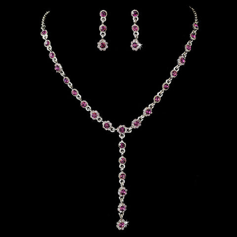 Bridal Wedding Necklace Earring Set 5790 Purple