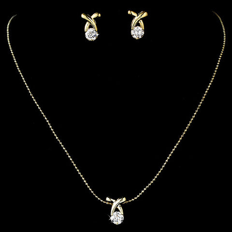 Bridal Wedding Necklace Earring Set 6006 Gold