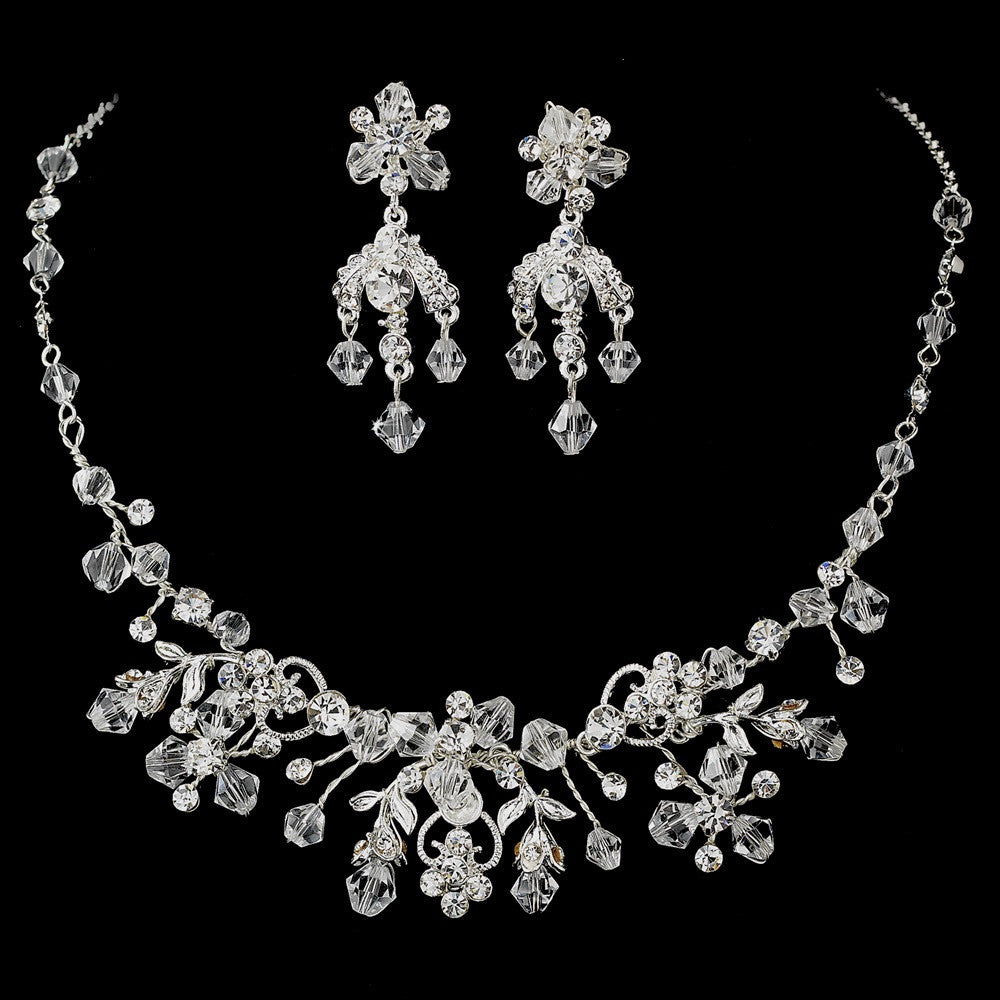 Silver Clear Swarovski Crystal Bridal Wedding Jewelry Set 6317