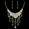 Gold AB & Light Topaz Crystal Statement Bridal Wedding Jewelry Set 6507