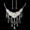 Silver AB Bridal Wedding Necklace Earring Set 6507