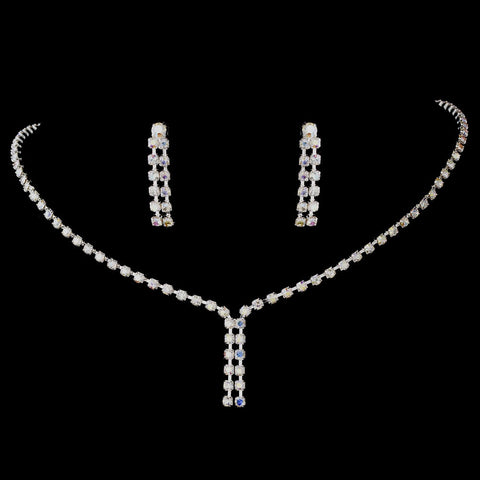 * Bridal Wedding Necklace Earring Set 70055 Silver AB