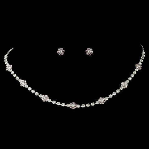 Bridal Wedding Necklace Earring Set 70155 Light Amethyst