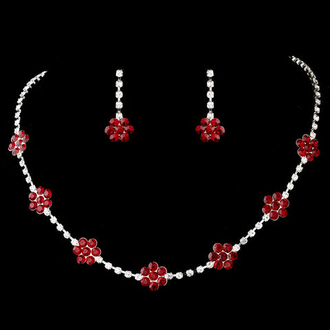 * Bridal Wedding Necklace Earring Set 70156 Burgundy