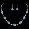 * Bridal Wedding Necklace Earring Set 70156 Silver Light Blue