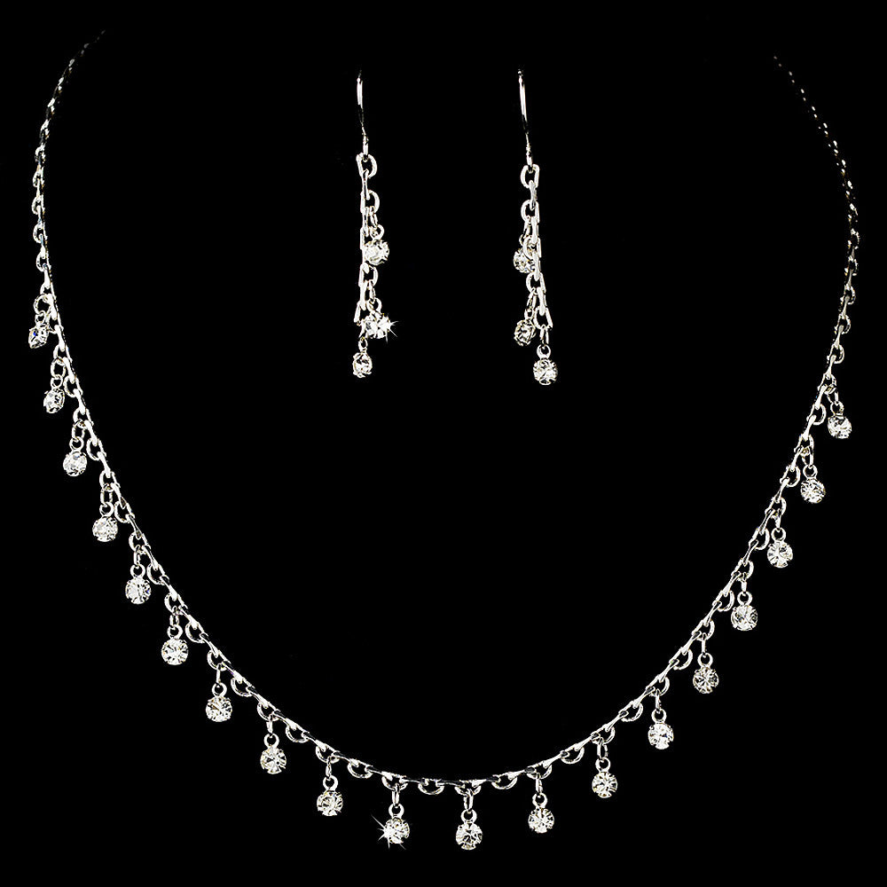 Bridal Wedding Necklace Earring Set 70248 Silver Clear