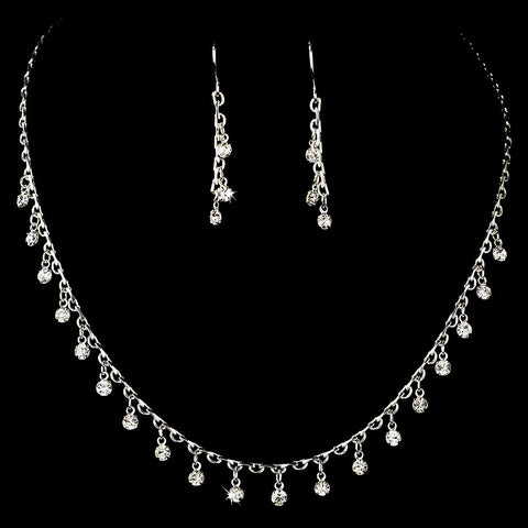 Bridal Wedding Necklace Earring Set 70248 Silver Clear