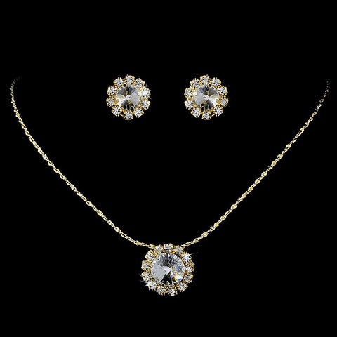 Bridal Wedding Necklace Earring Set 70249 Gold Clear