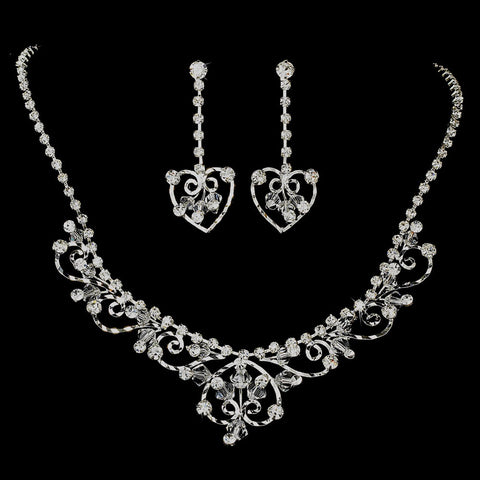Fabulous Silver Clear Rhinestone & Austrian Crystal Jewelry & Bridal Wedding Tiara Set 7034