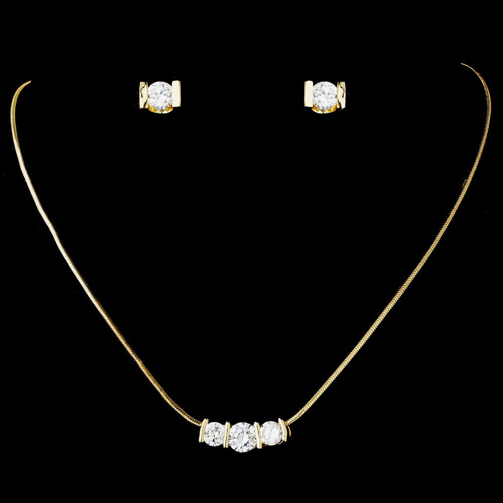 Bridal Wedding Necklace Earring Set 70734 Gold Clear