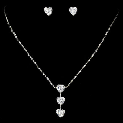 Bridal Wedding Necklace Earring Set 70808 Silver Clear