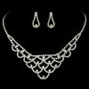 Statement Bridal Wedding Necklace Earring Set 70918 Silver Clear