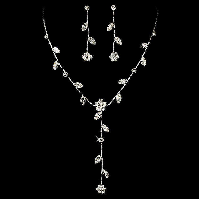 Crystal Floral Design Bridal Wedding Jewelry Set NE 71009