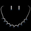 Silver Bridal Wedding Necklace & Earring Set with Sapphire Crystals 71534