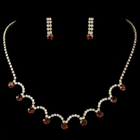 Silver Bridal Wedding Necklace & Earring Set with Topaz Crystals 71534