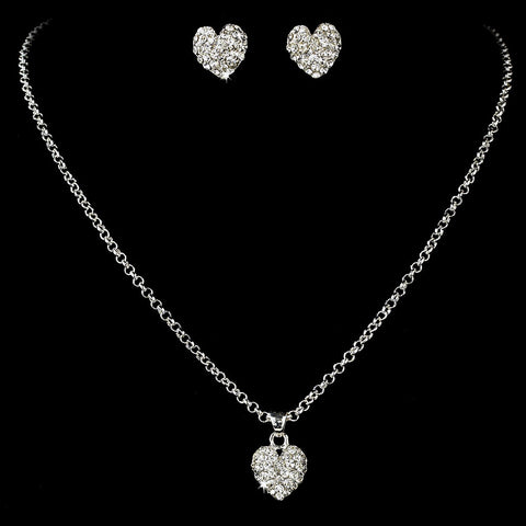 Bridal Wedding Necklace Earring Set 71696 Silver Clear