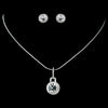 Silver Clear Pendent Earring Set Bridal Wedding Necklace & Earrings 71889