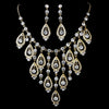 Gold Clear Statement Bridal Wedding Necklace Earring Set 71990