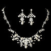 White Pearl & Crystal Bridal Wedding Jewelry 7204 & Bridal Wedding Tiara 7102 Set