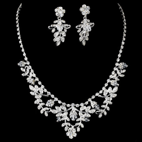 Beautiful Swarovski Bridal Wedding Necklace Earring Set NE 7207