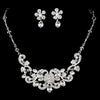 Brilliant Silver Clear Rhinestone Flower Bridal Wedding Necklace & Earring Set 7210