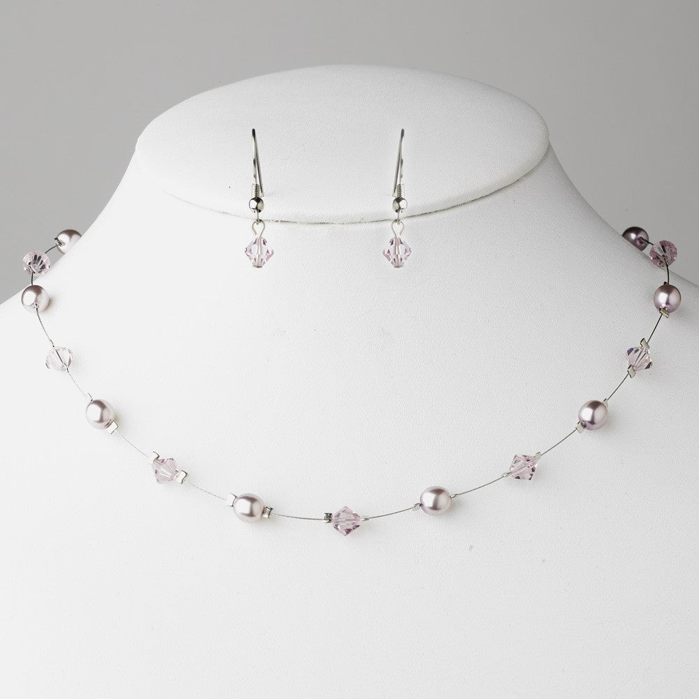 Light Amethyst Bridal Wedding Necklace Earring 7220