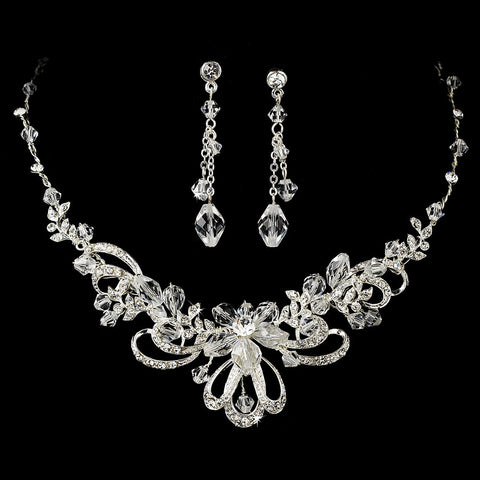 Silver Swarovski Crystal Jewerly & Bridal Wedding Tiara Set 7324