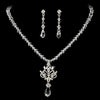 Bridal Wedding Necklace Earring Set NE 7334 Silver Clear