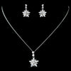 Antique Rhodium Silver Clear CZ Crystal Flower Snowflake Bridal Wedding Jewelry Set 7751