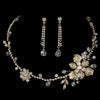 Bridal Wedding Necklace Earring Set NE 7802 Gold Clear