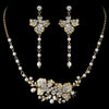 Freshwater Pearl Bridal Wedding Necklace Earring Set NE 7803 gold