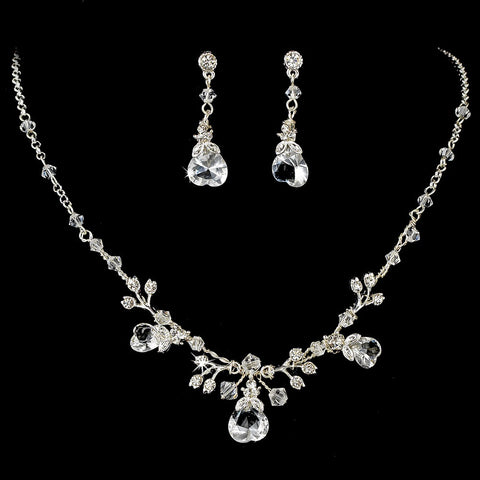 Swarovski Crystal Heart Bridal Wedding Necklace Earring Set NE 7806
